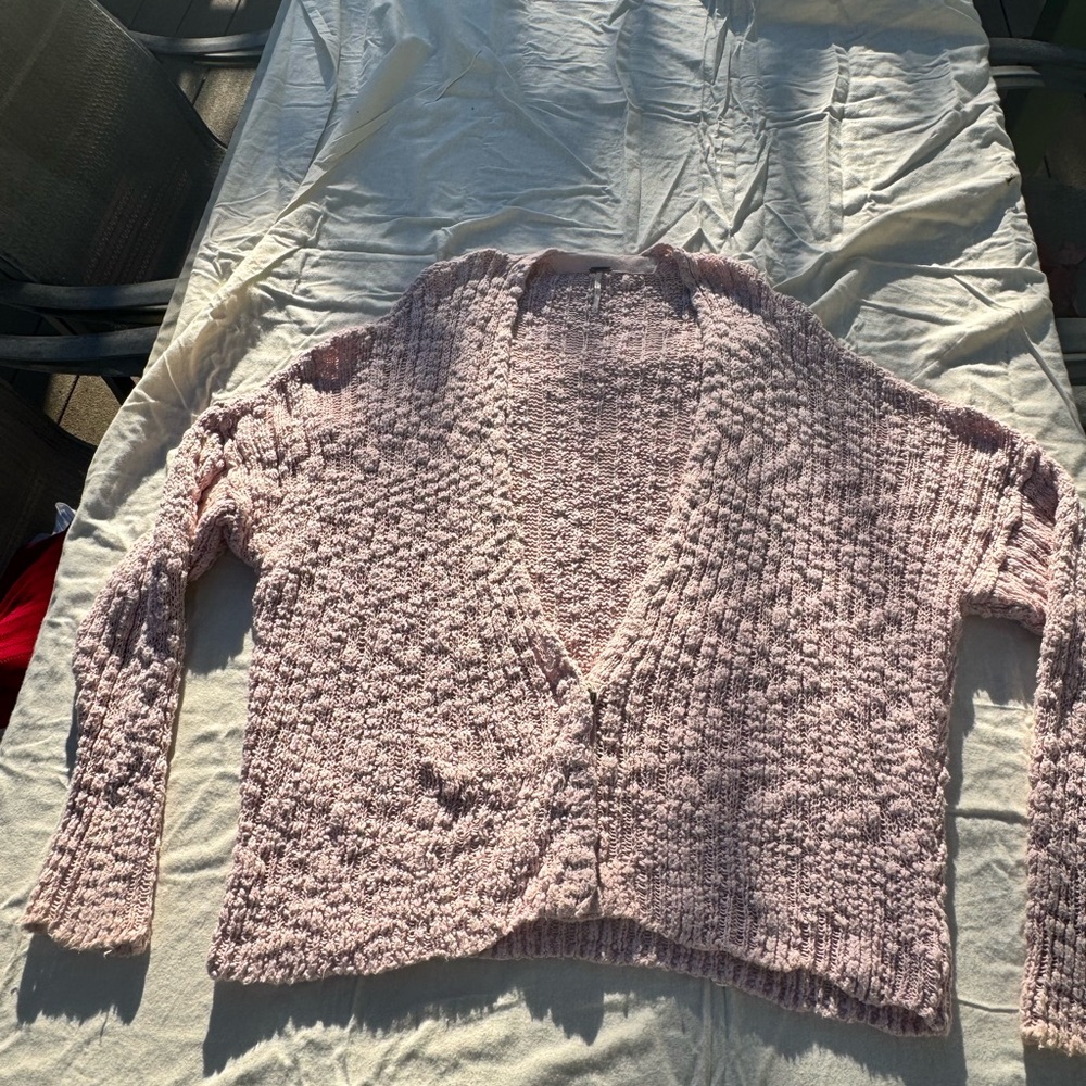 Free People Pink Textured Cardigan